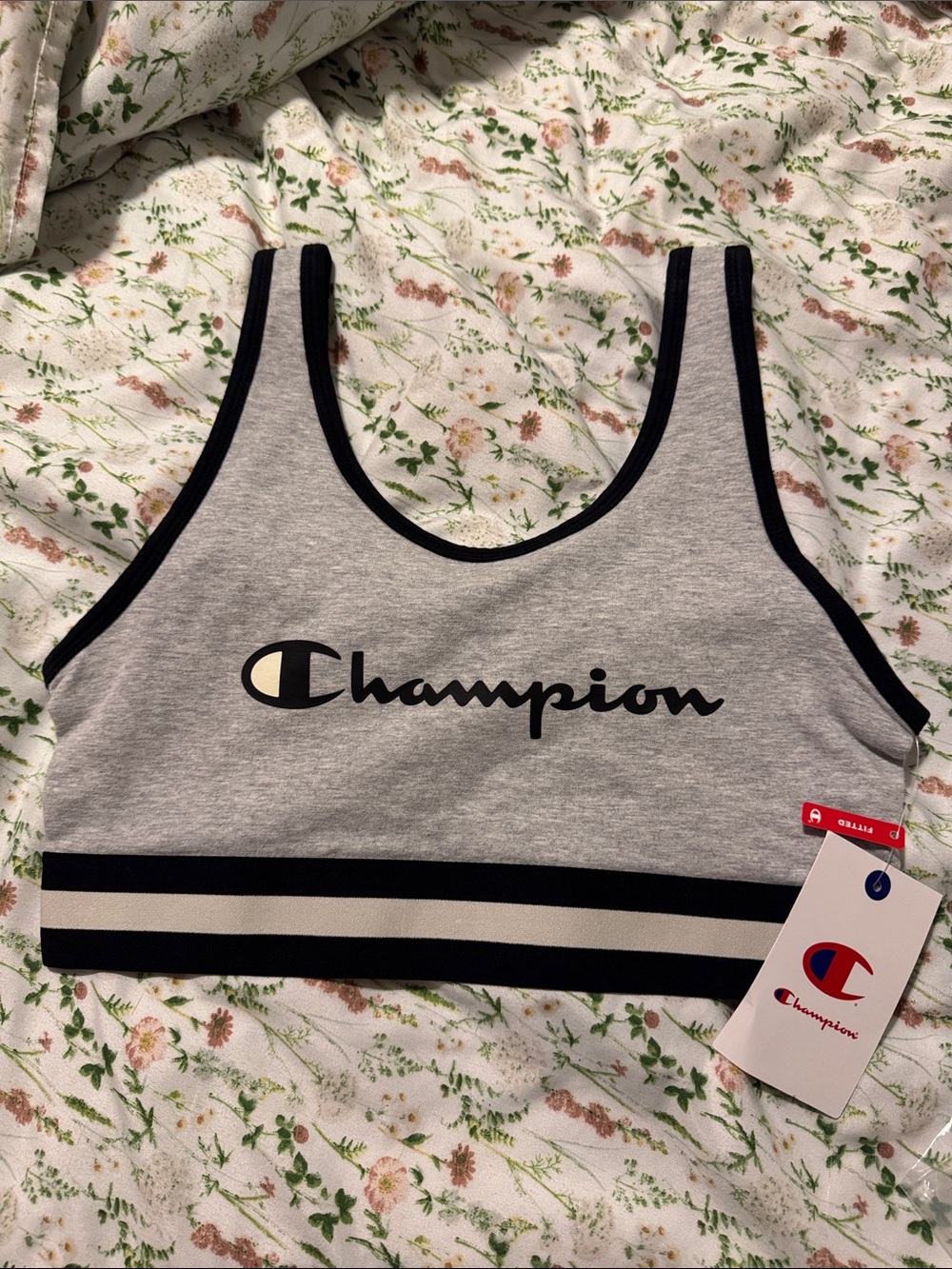 Champion Grey Sports Bra with Black Trim